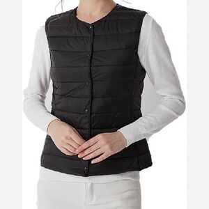 Uniqlo Black Quilted Snap-Front Vest